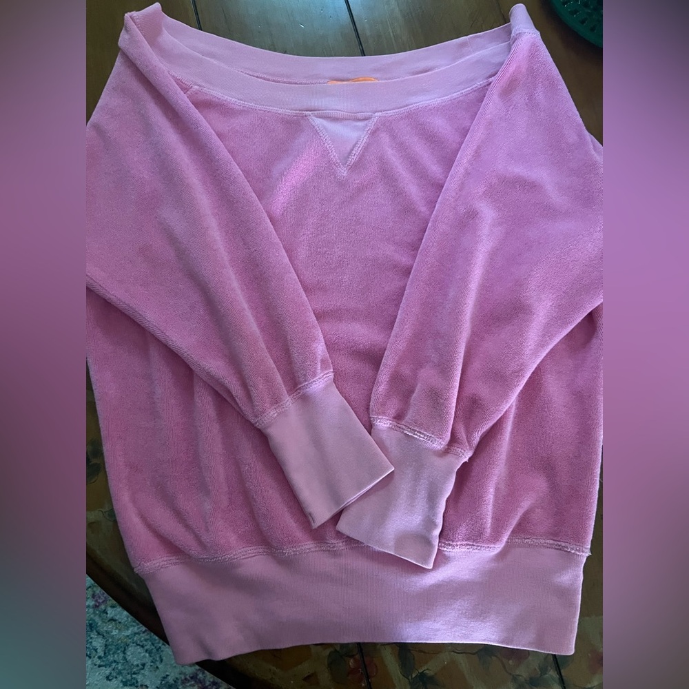 Juicy Couture S Vintage Y2K Pink Off-Shoulder Lounge Top Terry - Picture 7 of 10